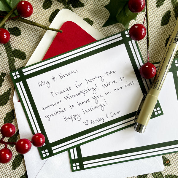 Green Plaid Holiday Mini Notecard Set